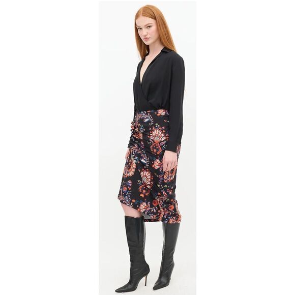 Paco Rabanne Paisley Gathered Skirt in Black NWOT Size Small - Picture 1 of 8